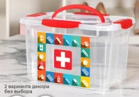 Коробка универсальная с ручкой и декором "АПТЕЧКА", 283Х200Х170ММ, 5,5Л (бесцветный) арт. 43320240151 Прозрачный - фото