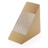 Контейнер картонный с окном для бутерброда 130*60*130мм ECO SANDWICH 60, 50 шт Коричневый - фото