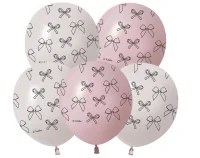 Шар латекс 512 (12''/30 см) Бантики, Ассорти, пастель ретро, 5 ст, 25 шт.(1), Воздушные шары Микс - фото