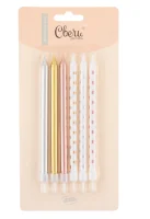 Свечи Стильный микс, Ассорти, Металлик, 0,7*11 + 1 см, 6 шт. с держат. 803033  - фото