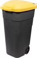 Бак для раздельного сбора мусора с крышкой на колесах 110л желтый  Желтый - фото