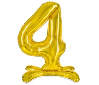Шар фольга Falali (32''/81 см) Цифра, 4 на подставке, Золото, 1 шт. в уп.(надув воздухом) Золотой - фото