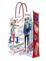 Бумажный пакет "Модный Лондон" 40,6*48,9 см, плотность бумаги 157 г/м2  - фото