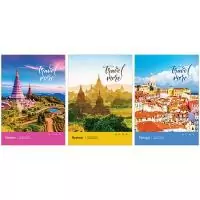 Тетрадь 80 листов, А4, клетка ArtSpace "Путешествия. Travel more", глянцевый уф-лак   - фото