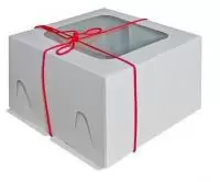 Коробка картонная белая с окном и крышкой 30*30*19 для торта Белый - фото