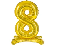 Шар фольга Falali (32''/81 см) Цифра, 8 на подставке, Золото, 1 шт. в уп.(надув воздухом) Золотой - фото