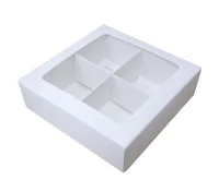 Коробка для конфет 4шт с вклеенным окном 120*120*30 мм (белая), 1 шт, 051080 (50) Белый - фото