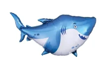 Шар с клапаном (16''/41 см) Мини-фигура, Акула, Голубой, 1 шт. ГЕЛ НЕ НАДУВ  - фото