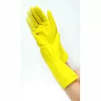 Перчатки резиновые желтые "S"  - фото