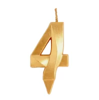 Свеча в торт "Грань", цифра "4", золотой металлик, 7.8 см Золотой - фото