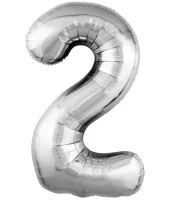 Шар фольга Agura (40''/102 см) Цифра, 2 Slim, Серебро, 1 шт. в уп (4) Серебро - фото