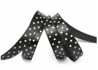 Лента атласная Ideal арт.LDAG03002912 (23) горошек 12мм цв.черный-белый уп.27,4м Черный - фото