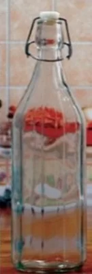 Стеклянная бутылка с бугельной пробкой №1 граненая 1000мл  - фото