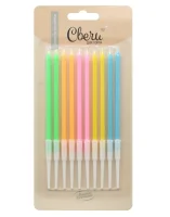 Свечи Нежные цвета, Макарунс, 0,5*10 + 5 см, 10 шт. с держат., 802928  - фото