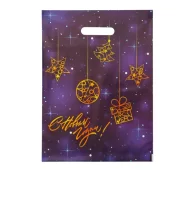 Сумка-пакет 30*40 с прорубной ручкой Новый год 1/50  - фото