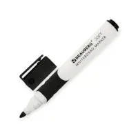 Маркер стираемый д/доски ЧЕРНЫЙ, BRAUBERG "SOFT", 5 мм, резиновая вставка, 151248 Черный - фото