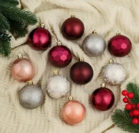 Набор шаров пластик d-6 см, 12 шт "Мэдисон" элит, микс, 9510524 Разноцветный - фото