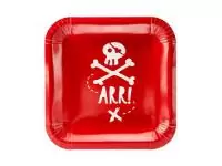 Набор бумажных тарелок «Пираты» красный 20*20см, 6 шт Красный - фото