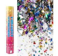 Пневмохлопушка (12/30 см), Яркий праздник, Конфетти фольга, Ассорти, Металлик, 1 шт.  - фото