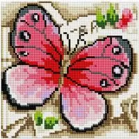 Алмазная мозаика 20*20см БАБОЧКА, на подрамнике, частичная выкладка TZ13512P  - фото