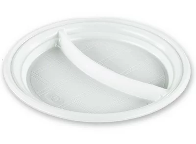 Тарелка 2-секционная белая Р, 205 мм, 100 шт Белый - фото