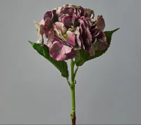 Цветок искусственный декоративный "Гортензия" 45*15см, 1шт, зеленовато-баклажановый Фиолетовый - фото