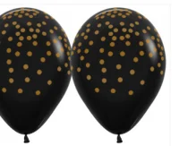 Шар латекс(1) (12''/30 см)Золотое конфетти,Черный (580), металлик, 5 ст, 5 шт.125756 (60) Sempertex, Черный - фото
