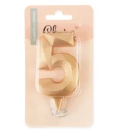 Свеча Цифра, 5 "Грани", Золото, 4*7 см, 1 шт, 1703 Золотой - фото