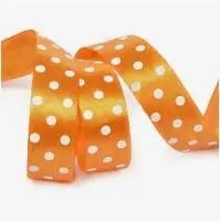 Лента атласная Ideal арт.LDAG66802925, горошек 25мм цв.оранжевый-белый, 3м Оранжевый - фото