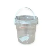 Комплект Ведро 155 мл прозрач с белой ручкой + Крышка д/банки,ведра d69 Комплект Ведро 155 мл прозрач с белой ручкой + Крышка д/банки,ведра d69 Прозрачный - фото