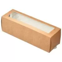 Коробка д/печенья с окном 180*55*55 OSQ MB 6 крафт/белая Коричневый - фото