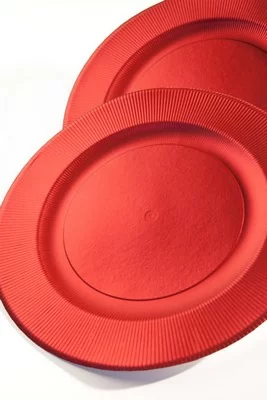 Тарелка бумажная d32.4 см "SATIN RED", 4 шт Красный - фото