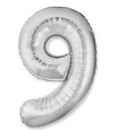 Шар фольга Agura (40''/102 см) Цифра, 9 Slim, Серебро, 1 шт. в уп.(5) Серебро - фото