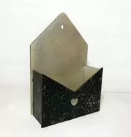 Ящик конверт двухцветный с блестками №9 (17*6,5*25,5) черно/серебряный Черный - фото