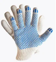 ПАРА Перчатки х/б белые Р с ПВХ (арт13000) Белый - фото