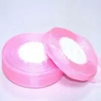 Лента тканная органза Розовая 12мм*50Y, арт. F014-39/1005 Розовый - фото