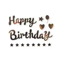 Наклейка Happy Birthday (звездопад), 19,5*27 см, Золото, Металлик, 1 шт. Золотой - фото