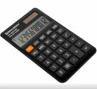 Калькулятор карманный BRAUBERG CX-102C-BK (76x126мм), 12 разрядов, двойное питание, ЧЕРНЫЙ, 272647 Черный - фото