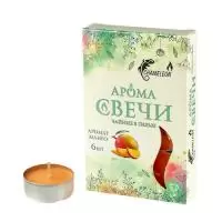 Свечи ароматизированные чайные (Нежные ароматы романтического вечер), 6шт., Манго, С-00-57 Оранжевый - фото