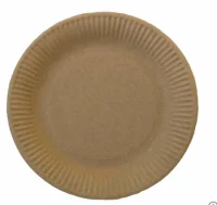 Тарелка бумажная d23см крафт 1/50 Коричневый - фото