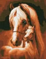 Алмазная мозаика 40*50см "Лошадь и жеребёнок"  - фото