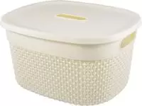 Корзина для хранения с крышкой OSLO 6л лен, арт. PT1331/GRЛН-10 Молочный - фото