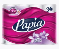 Туалетная бумага Папиа Балийский Цветок 3сл 12рул целлюлоза Белый - фото