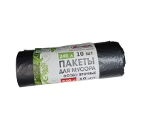 Мешки для мусора 240л ПВД Мегапак, 10шт Черный - фото