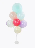 Стойка для шаров Фонтан, 13 насадок, 1,3 м, Белый/Прозрачный, 1 шт.  - фото