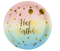 Тарелки (9''/23 см) Невесомый ДР, Радужный/Золото, Металлик, 6 шт., 6231905  - фото