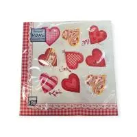 Салфетки бум. Bouquet 33*33, 3сл 20шт Сердца (в ассортементе) Белый - фото
