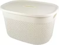 Корзина для хранения с крышкой OSLO 18л лен,  арт. PT1333/GRЛН-10  - фото
