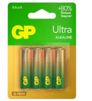 Батарейка GP Ultra Alkaline G-Tech 15А AA - 4 шт. на блистере (15AUA21-2CRSBC4 40/160)  - фото