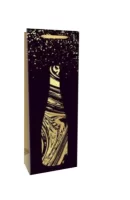 Пакет подар. с мат.лам.,золотист.тиснен.12*35*10 (Bottle) Приятный вечер, 210г, ПКП-7922 (240) Черный - фото